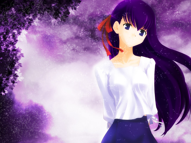 Girl purple sky stars long free wallpaper - medium preview image