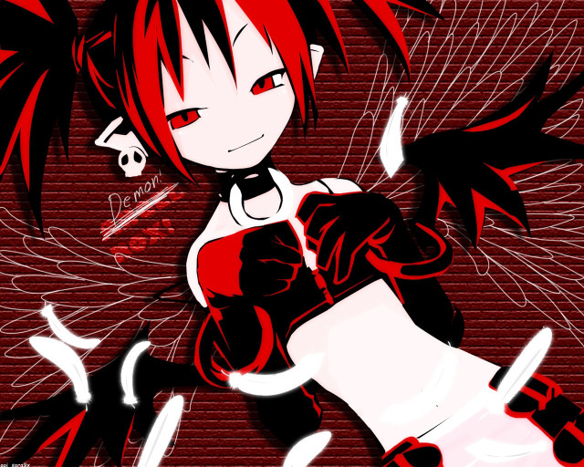 Red hair girl wings umbrella free wallpaper for desktop - medium preview image