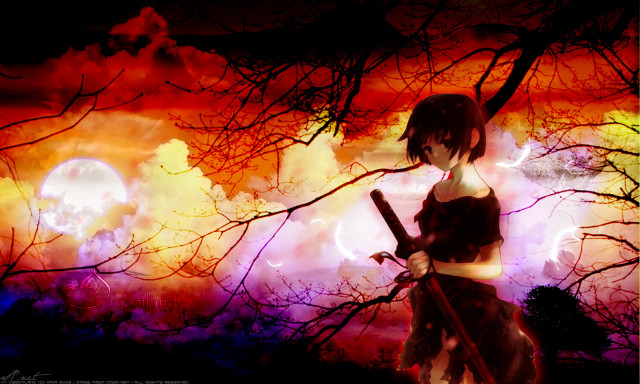 Woman baseballbat autumn night forest free wallpaper - medium preview image