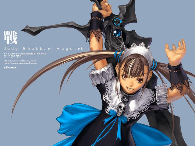 Woman blue dress sword man #2 free wallpaper - medium preview image