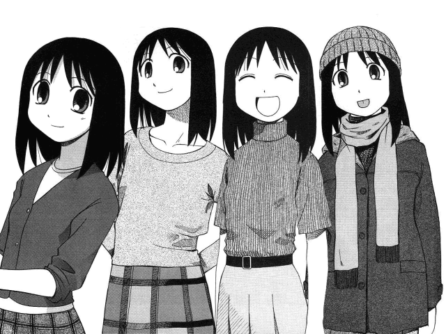 Manga girls plaid jacket smile free wallpaper - medium preview image