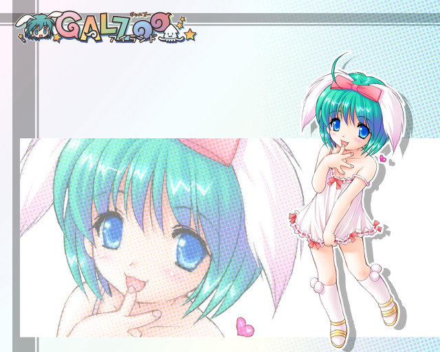 Blue eyes green hair anime free wallpaper - medium preview image