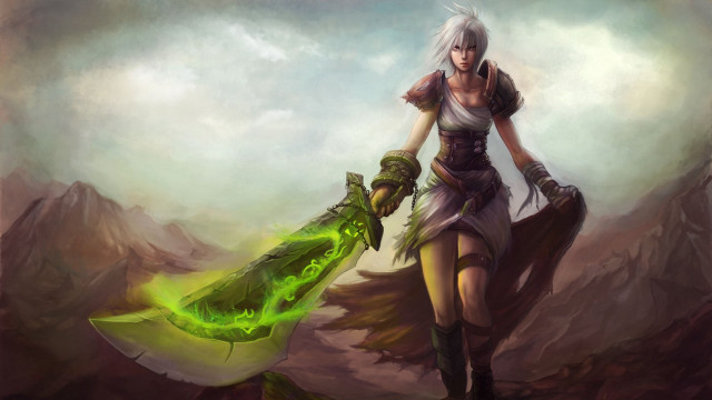 Woman green flame holding object free wallpaper - medium preview image
