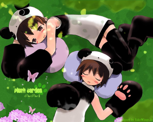Anime girls pandas nature blush free wallpaper - medium preview image