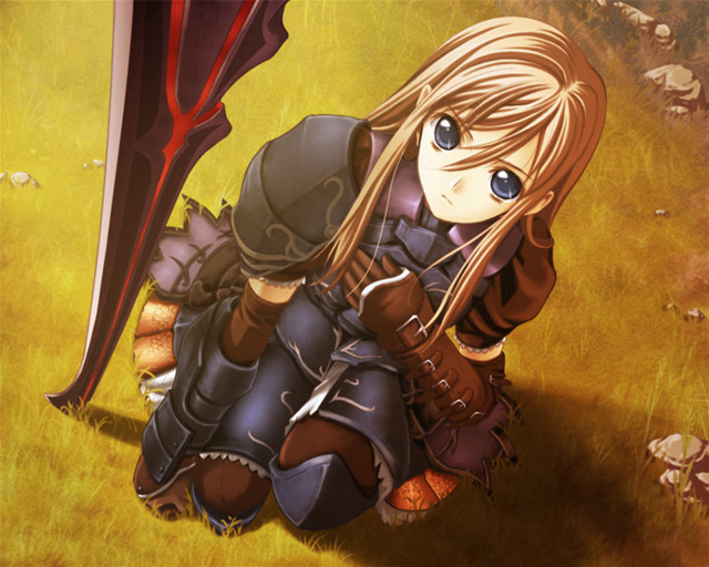 Girl sword helmet grass armor free wallpaper - medium preview image