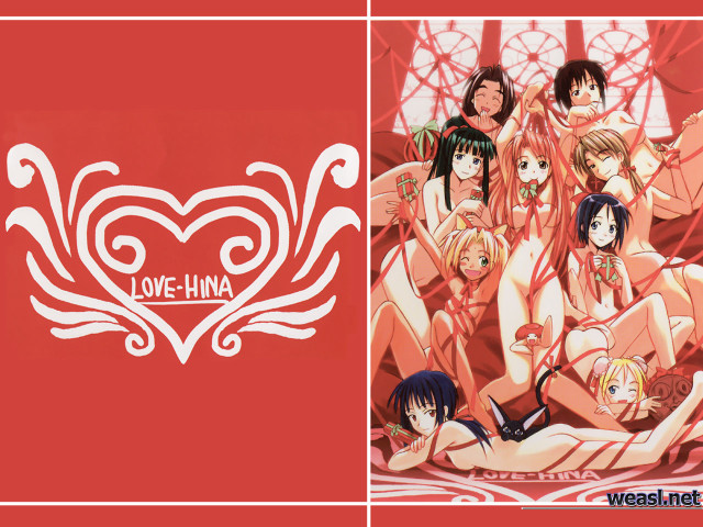 Anime girls hearts red background free wallpaper - medium preview image