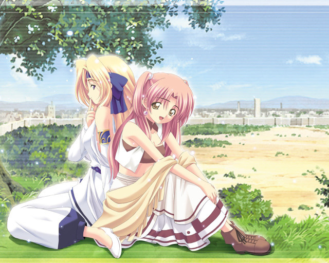 Anime girls sitting under tree #2 free wallpaper - medium preview image