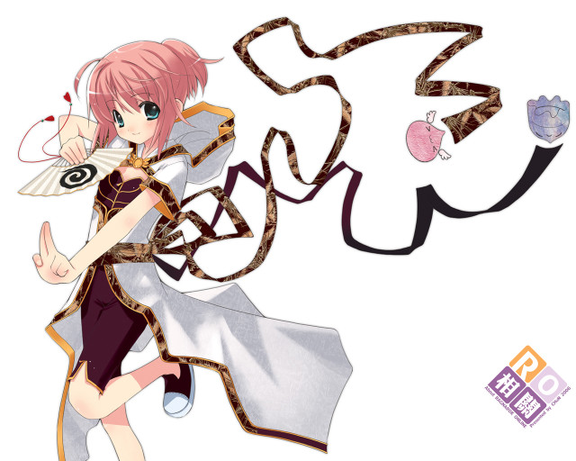 Pink hair white dress umbrella free wallpaper - medium preview image