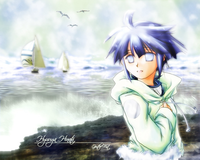 Anime boat sky ocean seagull free wallpaper - medium preview image