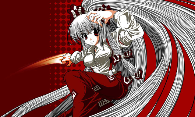 Anime girl white hair red #2 free wallpaper - medium preview image