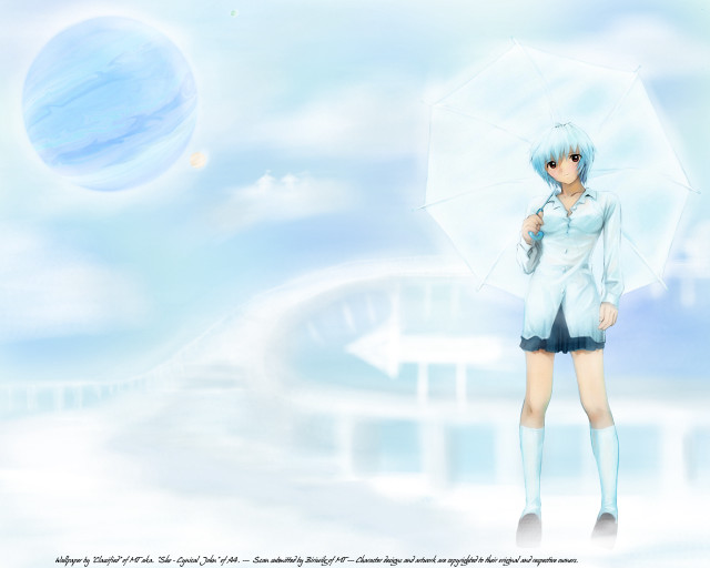 Blue sky umbrella planet clouds free wallpaper - medium preview image