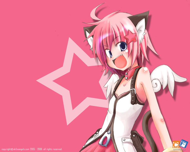Anime girl pink hair cat #2 free wallpaper - medium preview image