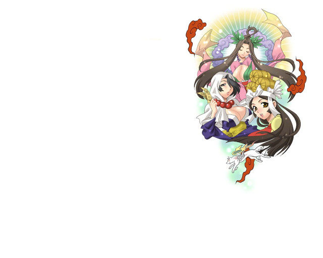 Anime characters umbrellas white background free wallpaper - medium preview image