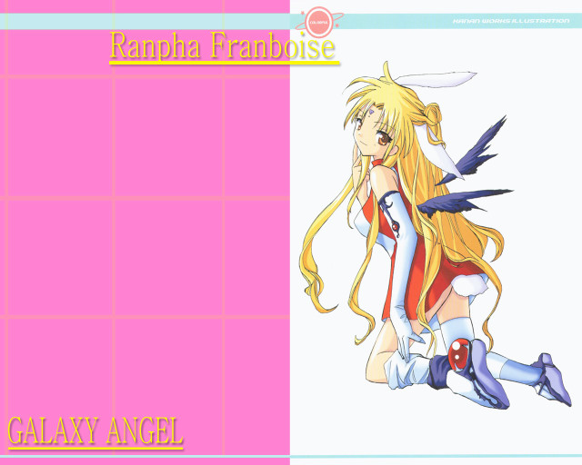 Blonde girl sword pink background free wallpaper for desktop - medium preview image
