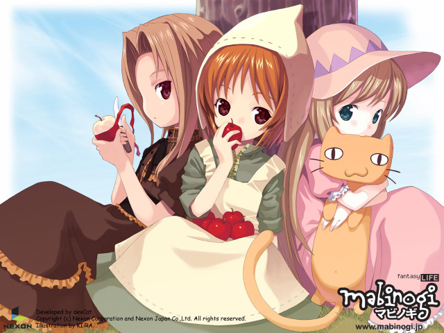 Anime girls cat lap magic free wallpaper - medium preview image
