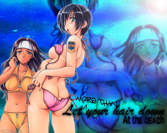 Two women bikinis water anime free wallpaper - medium preview image