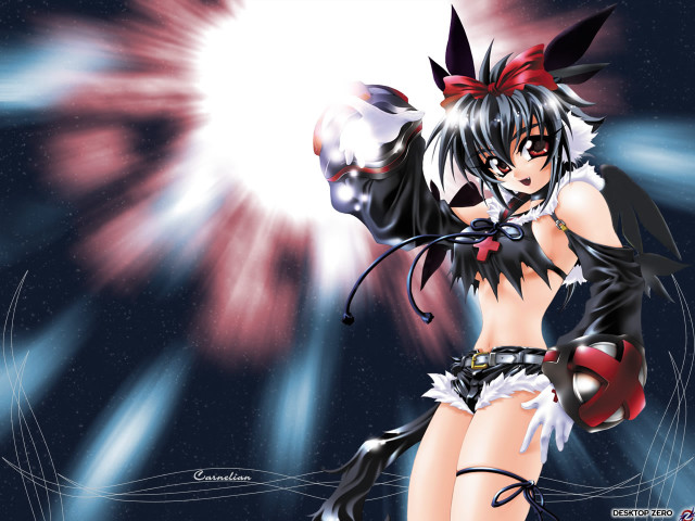 Anime girl cat outfit red free wallpaper - medium preview image