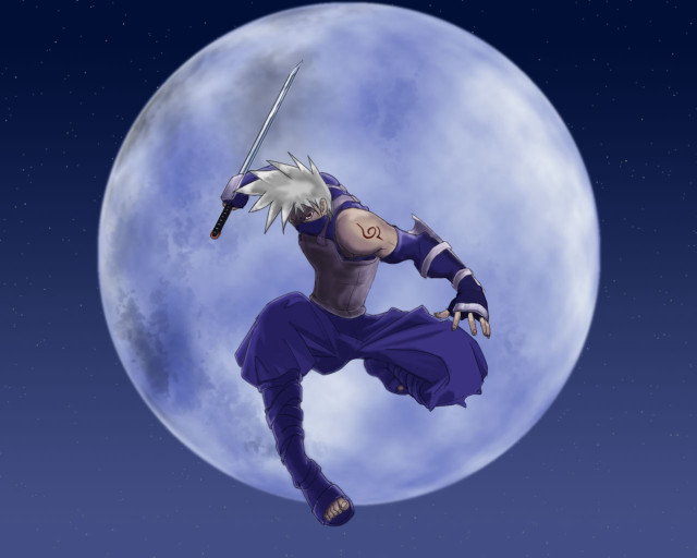 Cartoon character flying full moon free wallpaper - medium preview image