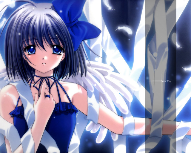 Blue haired angel girl gothic free wallpaper - medium preview image