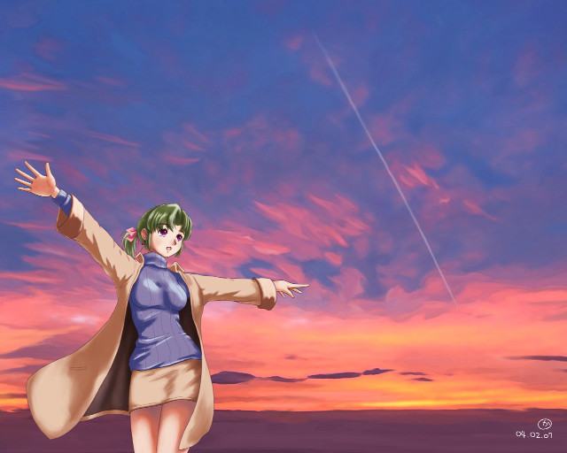 Blue coat kite sunset horizon free wallpaper - medium preview image