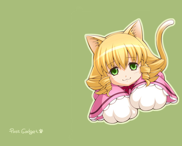 Cat ears blonde girl green free wallpaper - medium preview image