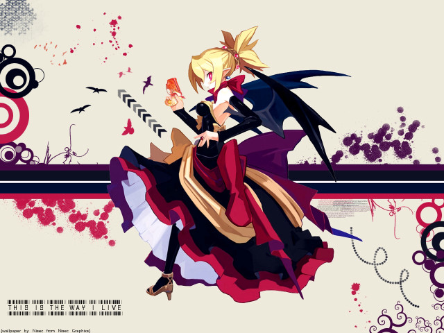 Demon girl bird wings pixel free wallpaper - medium preview image