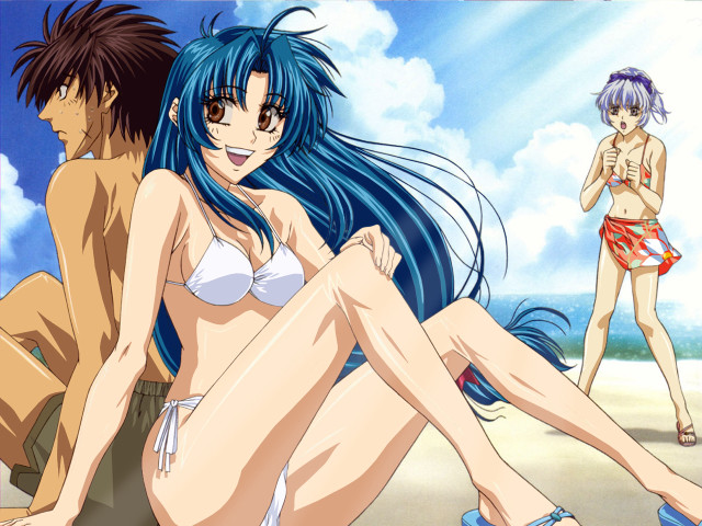 Beach bikini bluehair sky sitting free wallpaper - medium preview image