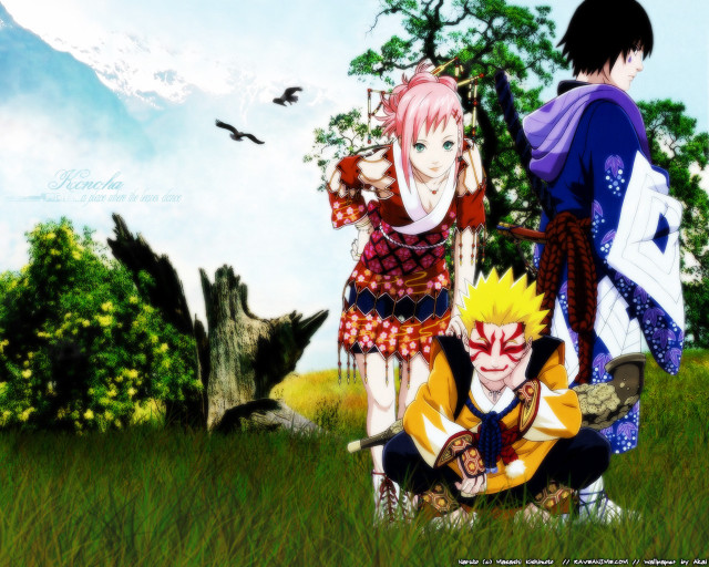 Anime group field bird nature free wallpaper - medium preview image