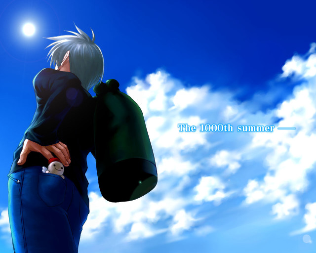 Silver hair man moon sky free wallpaper - medium preview image