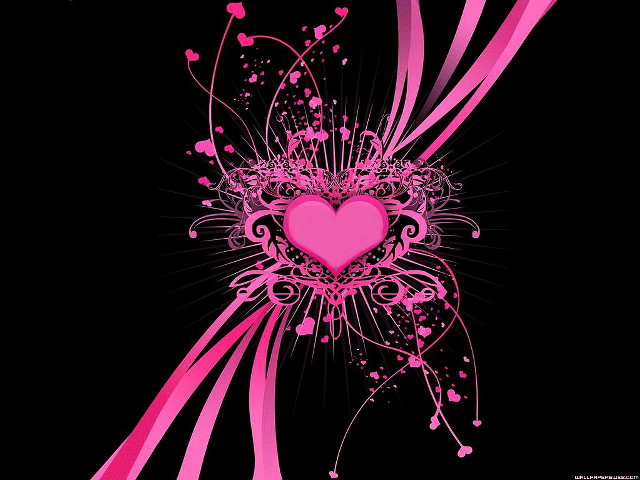 Pink heart swirls black background free wallpaper - medium preview image