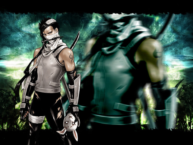 Futuristic ninja forest sword bandaged free wallpaper - medium preview image