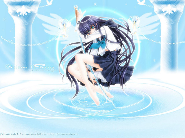 Anime girl water wings blue free wallpaper - medium preview image