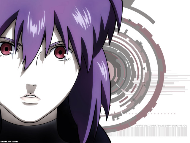 Purple hair red eyes futuristic free wallpaper - medium preview image