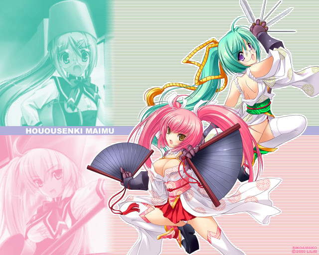 Anime dual fan girls hats free wallpaper - medium preview image