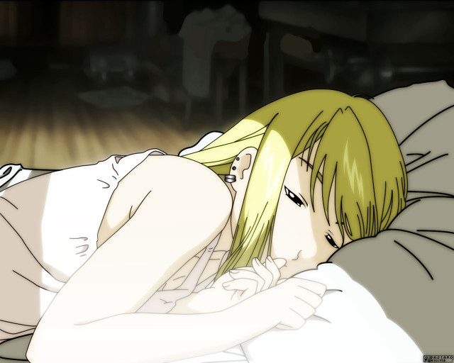 Woman green hair lying bed free wallpaper - medium preview image