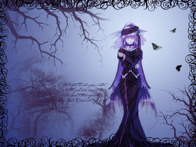 Purple dress woman bats gothic free wallpaper - medium preview image