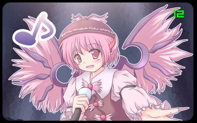 Pink hair angel wings microphone free wallpaper - medium preview image