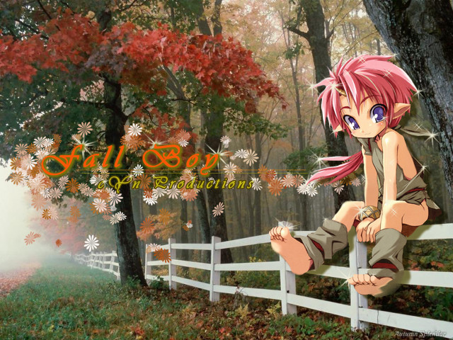 Pink hair elf fence autumn free wallpaper - medium preview image