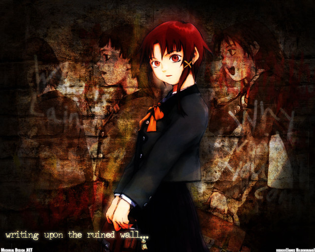 Red haired anime gothic graffiti free wallpaper - medium preview image