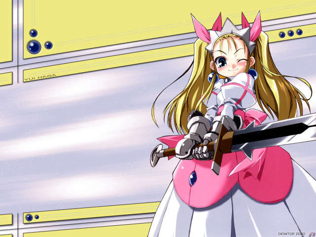 Pink dress girl sword horns free wallpaper - medium preview image