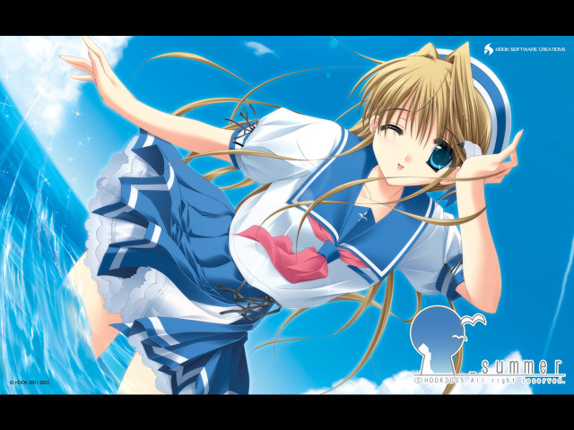 Anime girl flying blue sky #2 free wallpaper - medium preview image