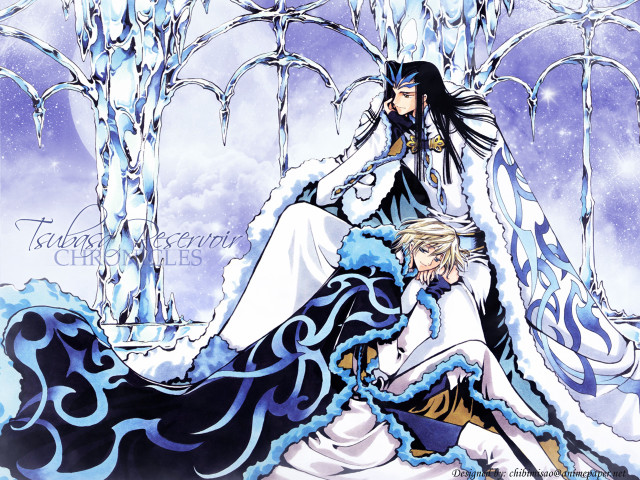 Anime couple snowy forest fantasy free wallpaper - medium preview image
