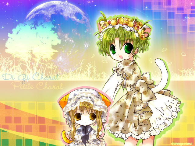 Girl dog fullmoon anime cat free wallpaper - medium preview image
