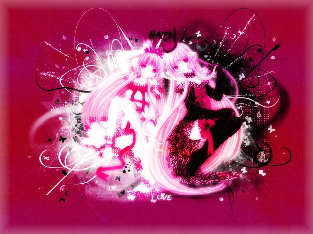 Pink gothic anime two girls free wallpaper - medium preview image