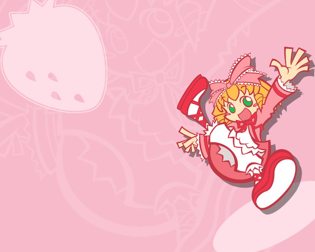 Cartoon girl flying pink background free wallpaper - medium preview image
