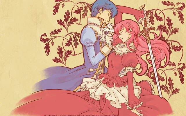 Anime couple sword flower neo free wallpaper - medium preview image
