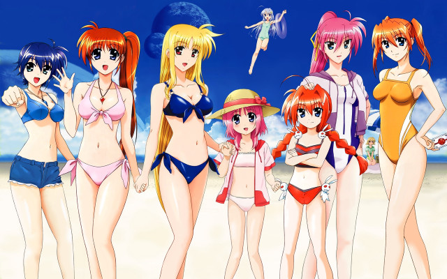 Beach group women bikinis anime free wallpaper - medium preview image