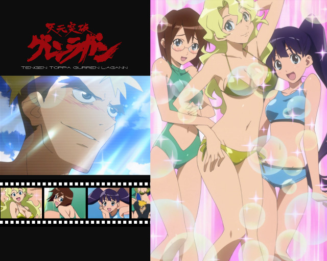 Anime bikini group filmstrip background free wallpaper - medium preview image