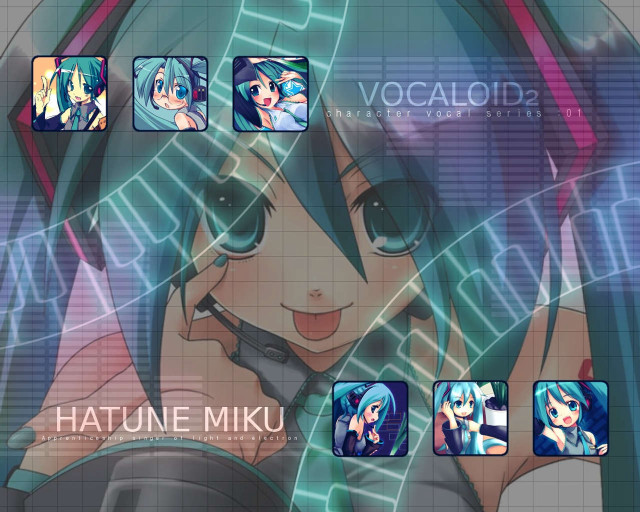 Anime avatar face aqua hair free wallpaper - medium preview image