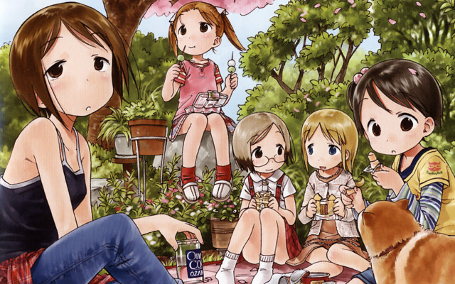 Park girls dog cat hanami free wallpaper - medium preview image